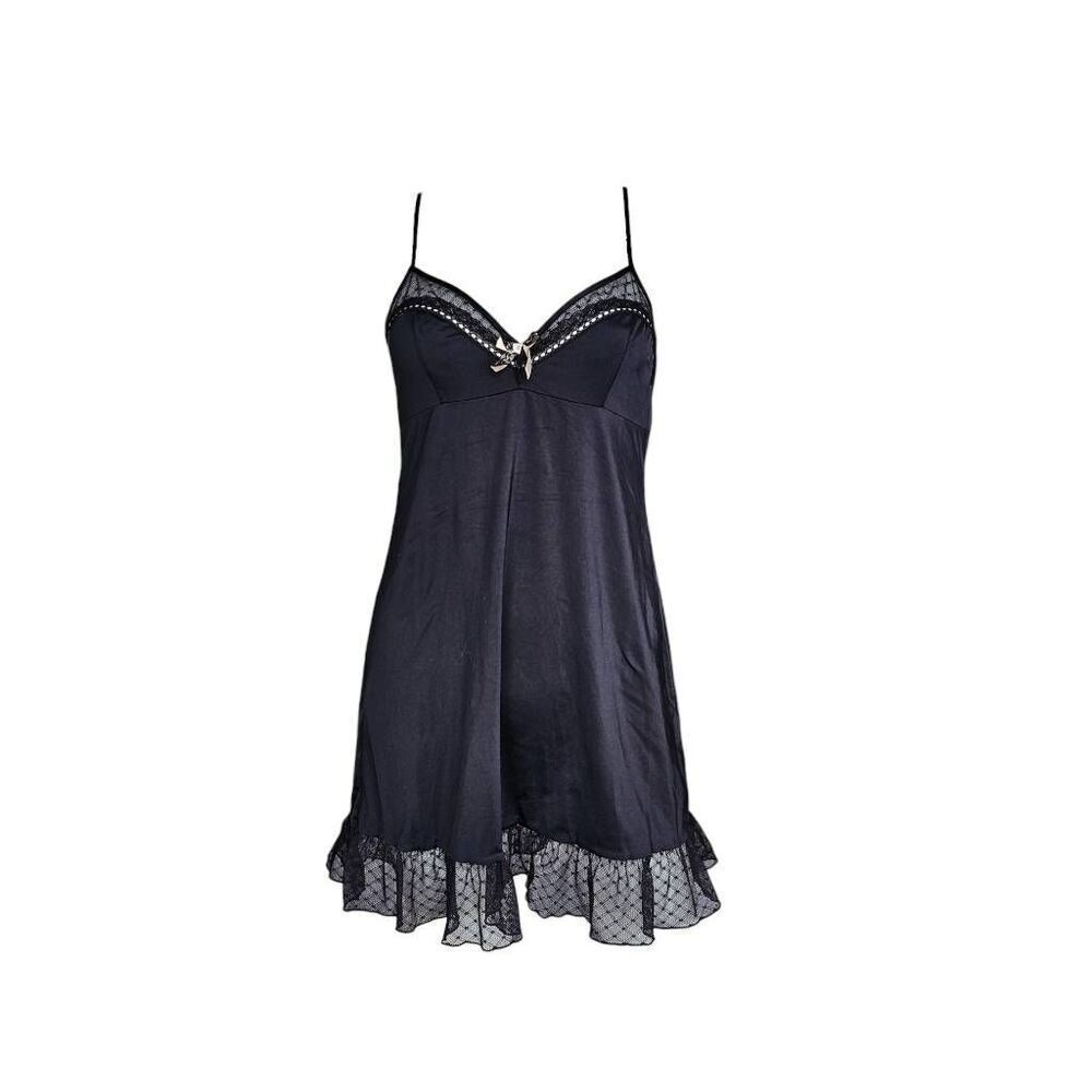 dark coquette lace babydoll mini dress